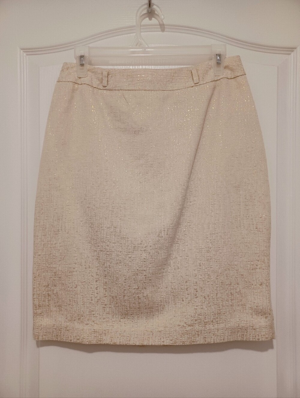 Worthington Cream Textured Pencil Skirt with Subtle Metallic Threads